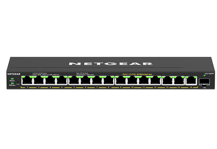 300er Serie PoE+ Gigabit-Switch mit 16 Ports (231W) – GS316EPP NETGEAR